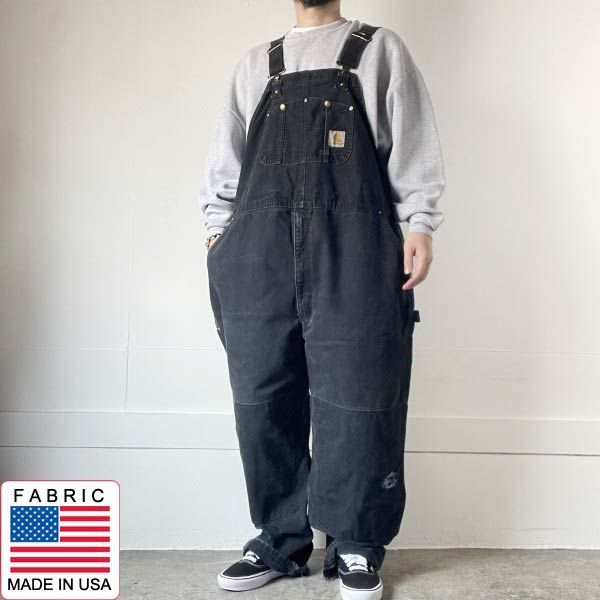 00s carhartt R01 BLK ダブルニー ダック オーバーオール 黒 実寸W48