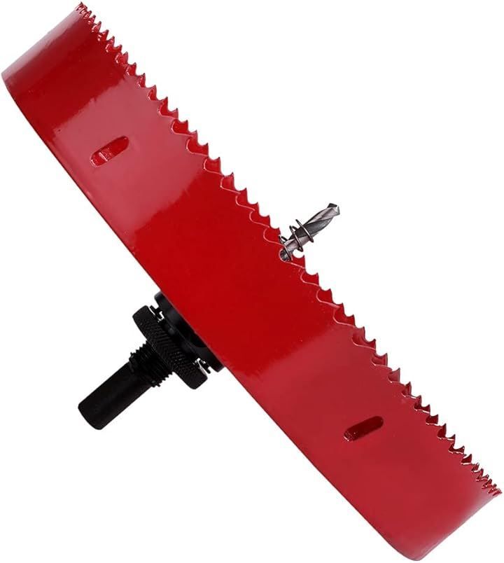 ShopXJ ホールソー バイメタル 穴あけ ドリルビット 切削 工具 DIY 鉄 アルミ 石膏ボード プラスチック 木材などに対応 レッド 220mm