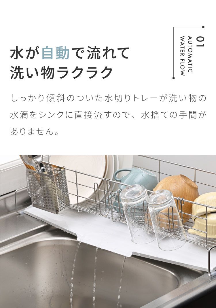 フッ素加工トレーのスリム水切り DX