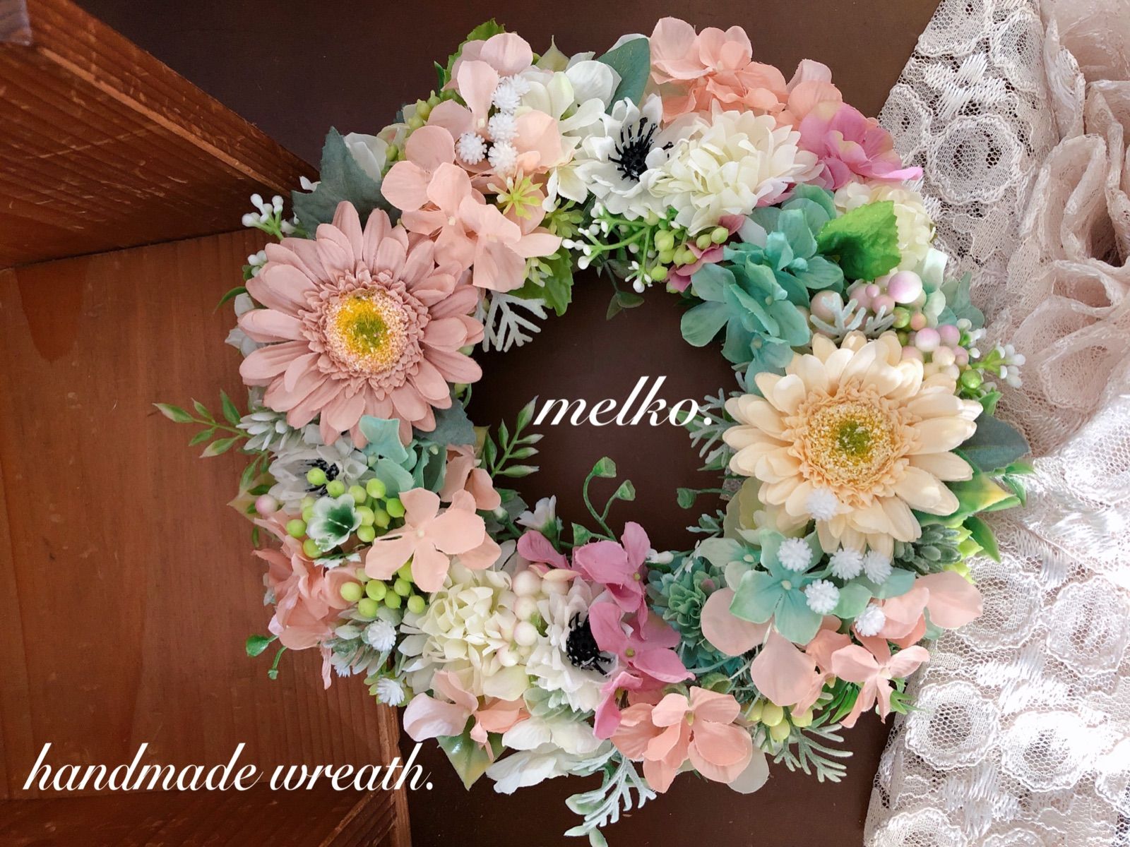 junpemi2点♡ぷくぷく鯉のぼり＆ラベンダーピンクのフラワーリース かぎ針編み ぷくぷく桜のリース - haruno-sheep's GALLERY