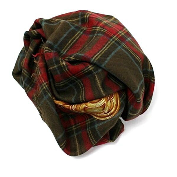 CHANEL シルク100% チェック柄スカーフ シャネル シルク×カシミヤ スカーフ チェック柄 カーキ×レッド 中古 A