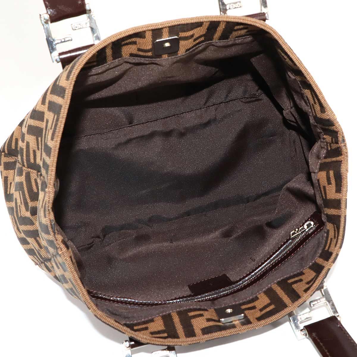 新品同様 フェンディ FENDI ズッカ柄 ハンド バッグ キャンバス