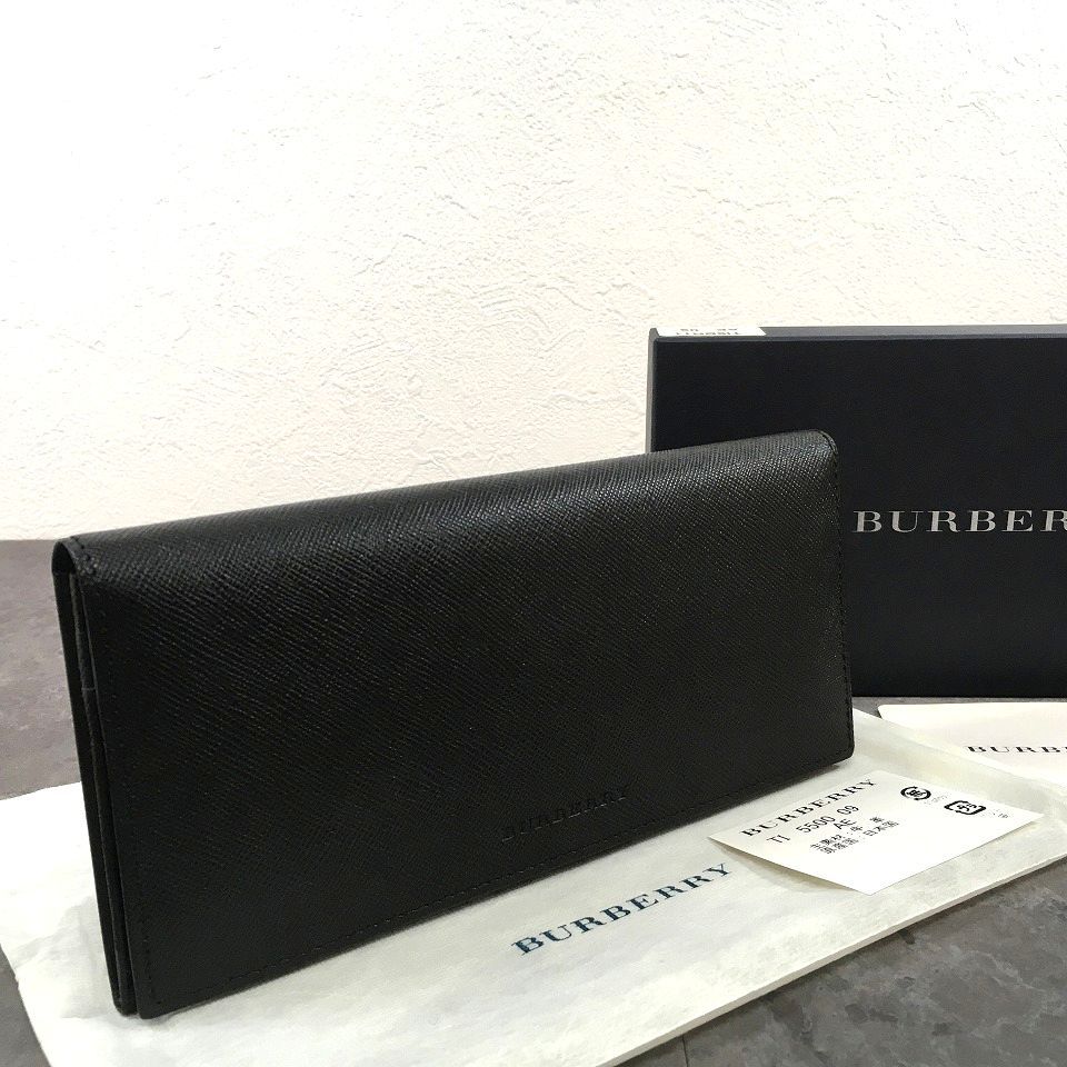 104 送料込み！ 未使用品 BURBERRY 長財布 ブラック 牛革 ノバ