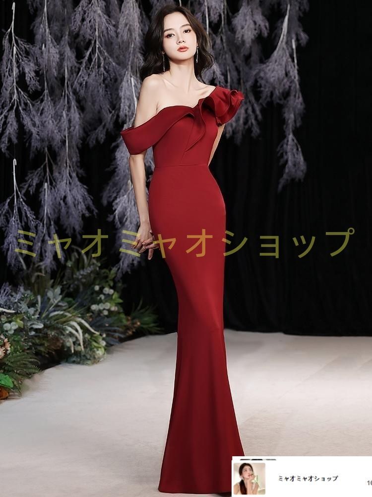 イブニングドレス ロング丈 マーメイド ワンショルダー 華やか パーティー 結婚式 二次会 同窓会 披露宴 パーティー お呼ばれ ナイト 成人式 演奏会 発表会 上品 裏地あり サイズ S M L XL