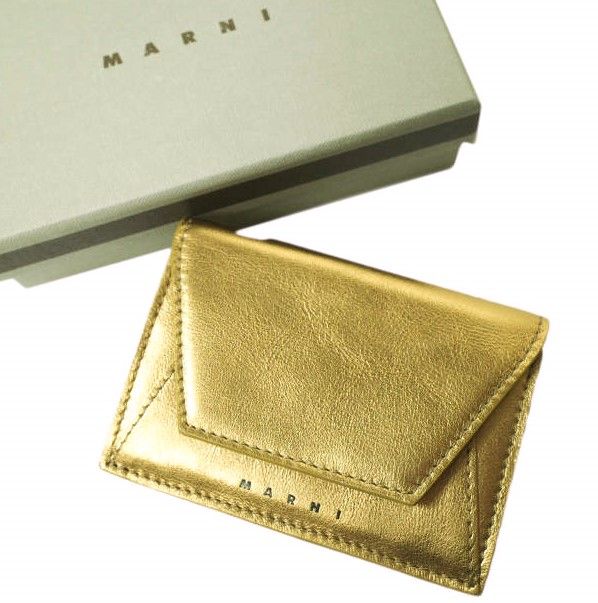 新品 MARNI マルニ イタリア製 TRIFOLD WALLET メタリック カウレザー 三つ折り財布 PFMO0056Y0 GOLD(Z511W)  ミニウォレット g19757 - メルカリ