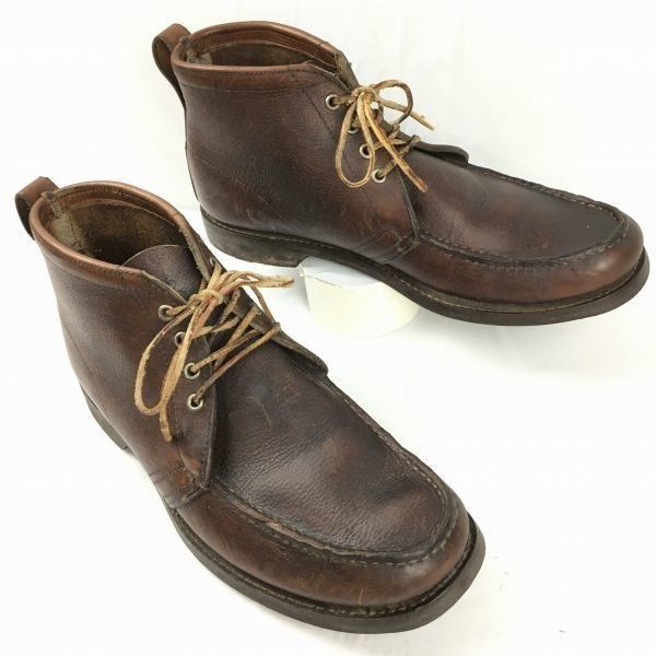 80s-90?| |Vintage 28.5-29.5程度 ハンドメイド|グッドイヤー製法 ショートブーツ ミリタリー ダーク茶|BROWN 本革|Boots|Shoes〕菅No.A80<sale>
