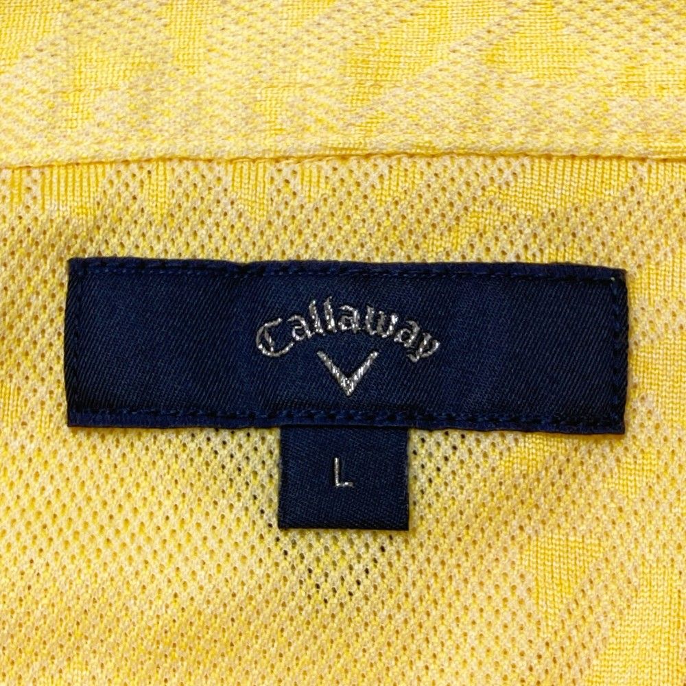サイズ：L CALLAWAY キャロウェイ  半袖ポロシャツ メッシュ 総柄 イエロー系 [240101440343] ゴルフウェア メンズ ストスト サイズ：L CALLAWAY キャロウェイ 半袖ポロシャツ メッシュ 総柄
