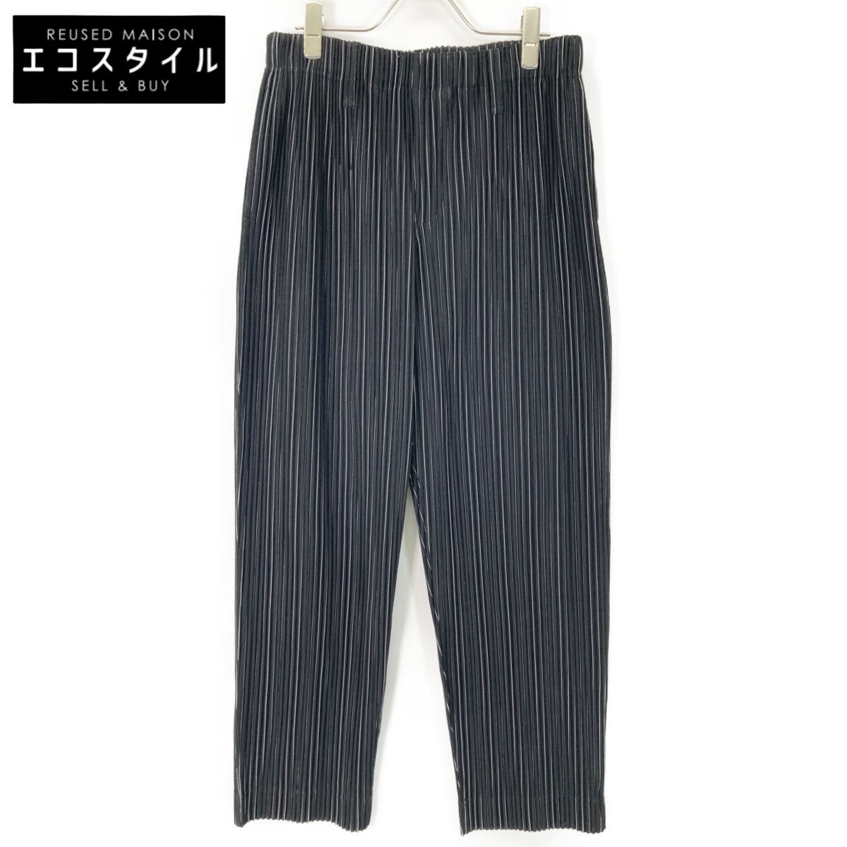 HOMME PLISSE ISSEY MIYAKE オムプリッセ イッセイミヤケ ﾌﾞﾗｯｸ ｽﾄﾗｲﾌﾟ HP53JF149 ｽﾄﾚｰﾄﾊﾟﾝﾂ 3