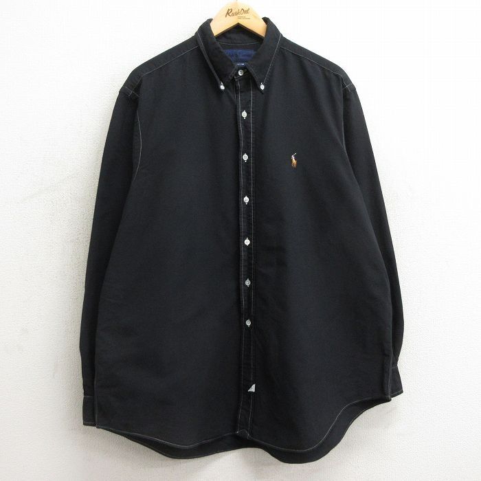 XL/古着 ラルフローレン 長袖 ブランド シャツ メンズ 90s ワンポイントロゴ オックスフォード 大きいサイズ ロング丈 コットン ボタンダウ