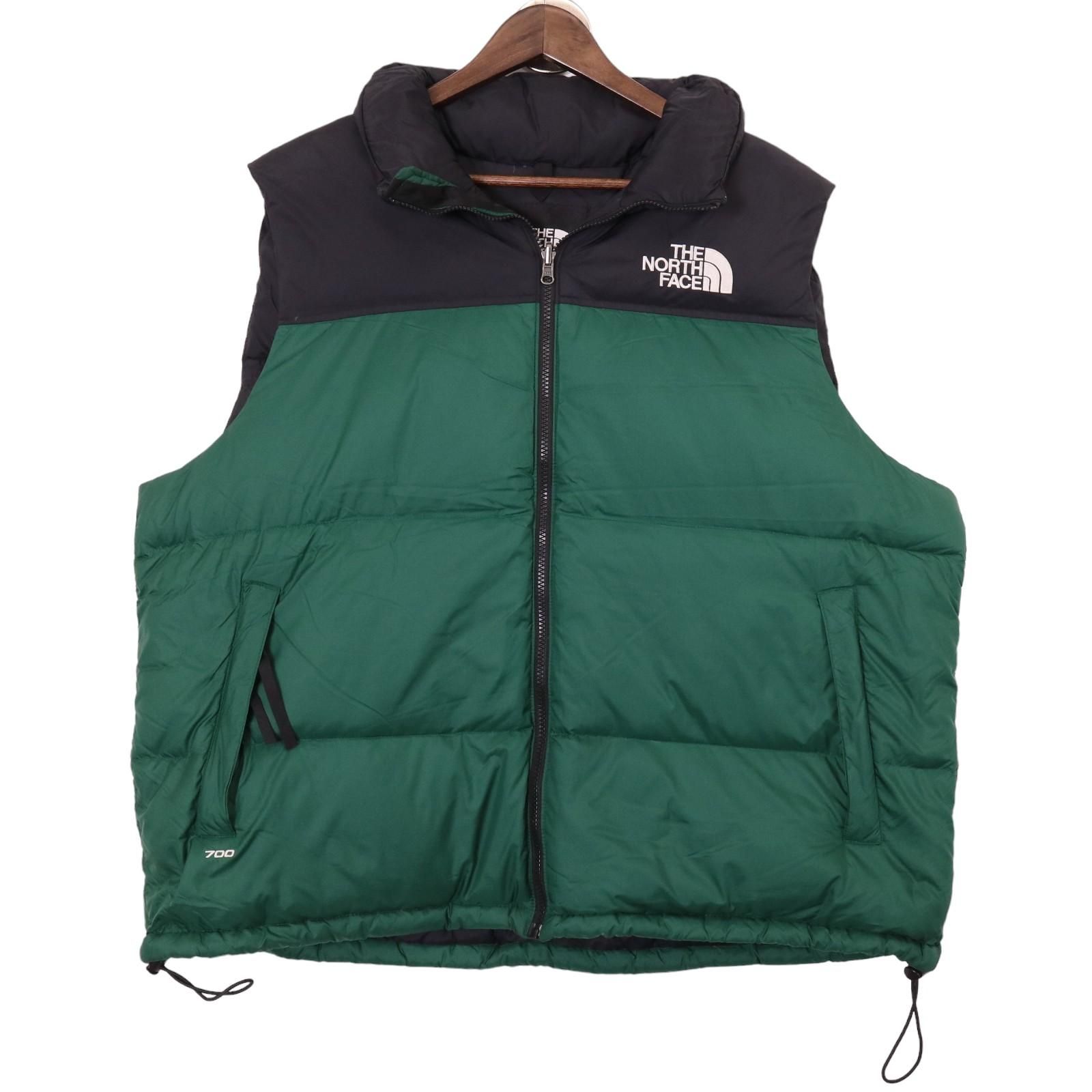 THE NORTH FACE ノースフェイス Nuptse ヌプシ ダウン ベスト アウター アウトドア グリーン (メンズ XXL) 中古 古着 A0569