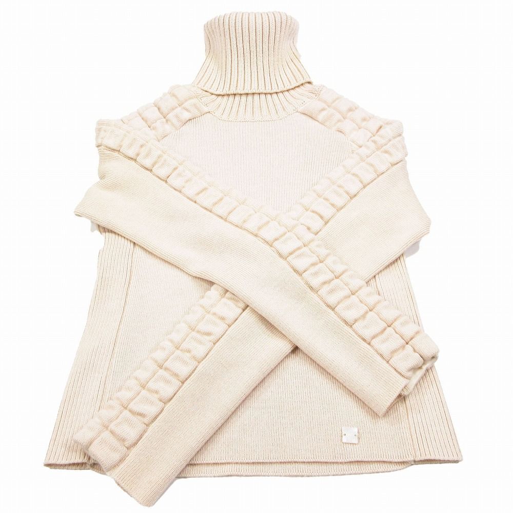美品 Vintage CHANEL シャネル チョコバー ニット セーター タートルネック ココマーク 00A 38 M ベージュ系 レディース 【中古】 美品 Vintage CHANEL シャネル チョコバー ニット セーター