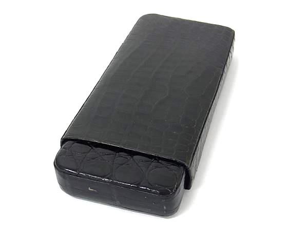 上 本物 PIAGET ピアジェ クロコダイル 葉巻ケース タバコケース シガレットケース ブラック系 DB2002