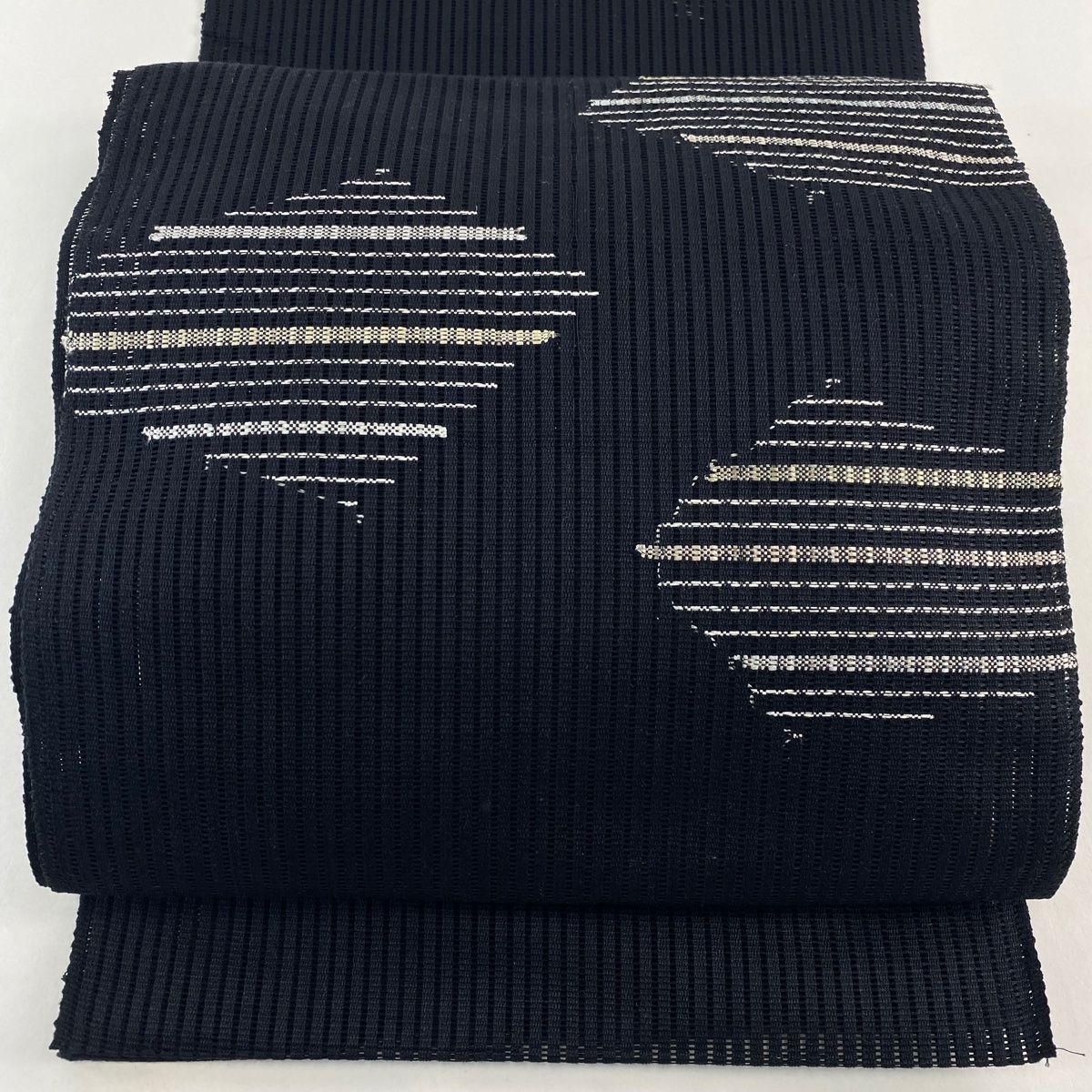 名古屋帯 美品 秀品 夏帯 絽 松葉仕立て 八寸名古屋帯 幾何学
