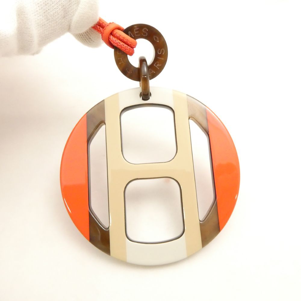 美品 HERMES エルメス Hエキップ ペンダント ひも:全長78cm