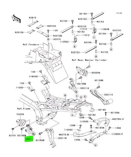 確認 カワサキ ニンジャ ZX 6R フロント ステップ ステー RH Stay Fr Step
