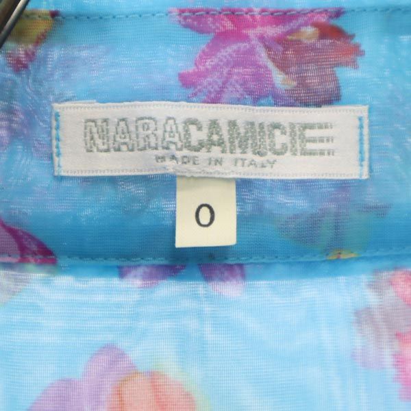 ナラカミーチェ イタリア製 シースルー 花柄 長袖 シャツ 0 ブルー系