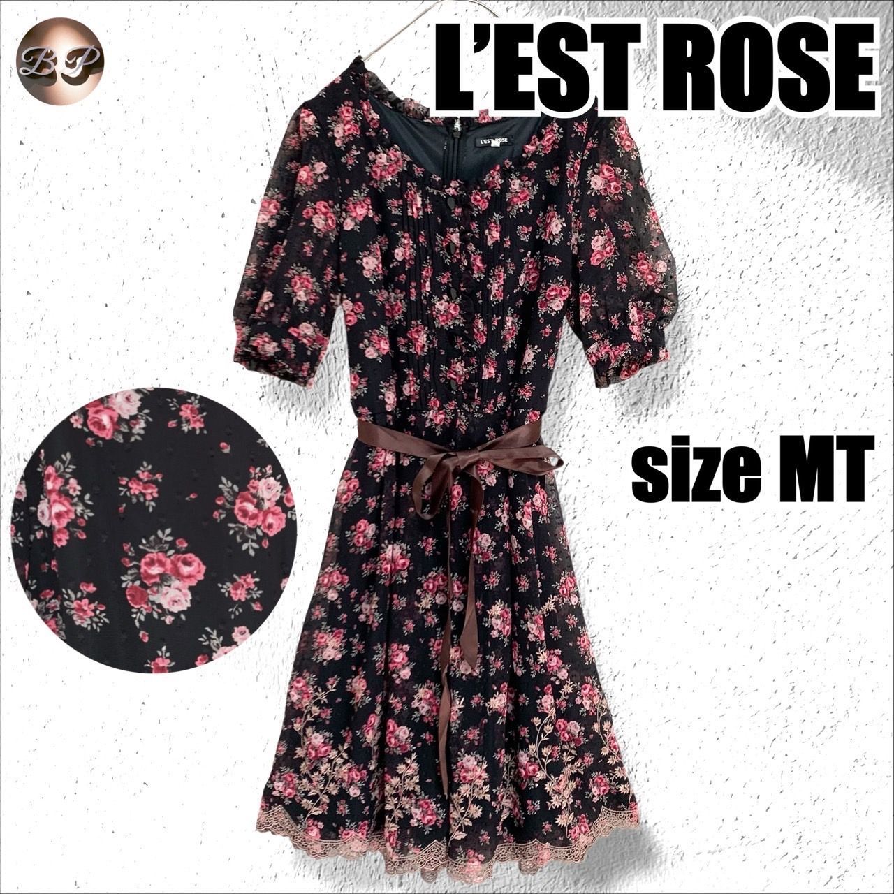 LEST ROSE レストローズ　ワンピース　花柄　Mサイズ レストローズ L'EST ROSE キャミソールワンピース 花柄 M ピンク