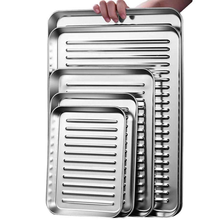 ステンレス トレイ 魚焼きグリル 焼肉プレート ベーキングシート 調理トレー 波型プレート 長方形 オーブントースター トレー 耐熱温度差35 ZYP36秋の