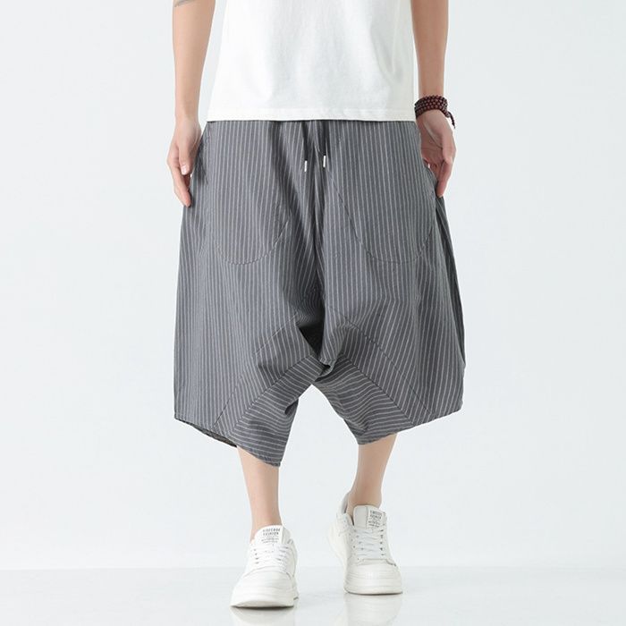 ワイドパンツ メンズ サルエルパンツ ガウチョパンツ 七分丈 ハーフパンツ 膝下 ボトムス ウエストゴム シンプル カジュアル 夏服 おしゃれ 新作 薄手 動きやすい メンズファッション C2rn445