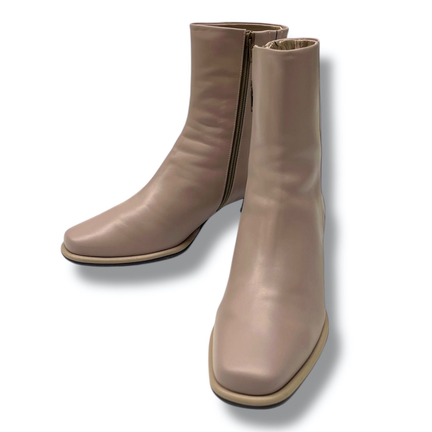 REFLET jouir ルフレジュイール ショートブーツ ブーティ ヒール サイドファスナー レザー 本革 シューズ 靴 5490 グレージュ 23.5cm レディース 秋 冬 ゴーゴー古着マルイファミリー溝口店 26 No.104