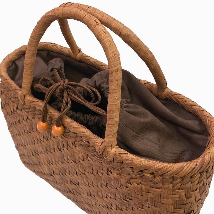 新品 未使用品 山ぶどうバッグ 網代編み 巾着付き バッグ 山葡萄 かご  