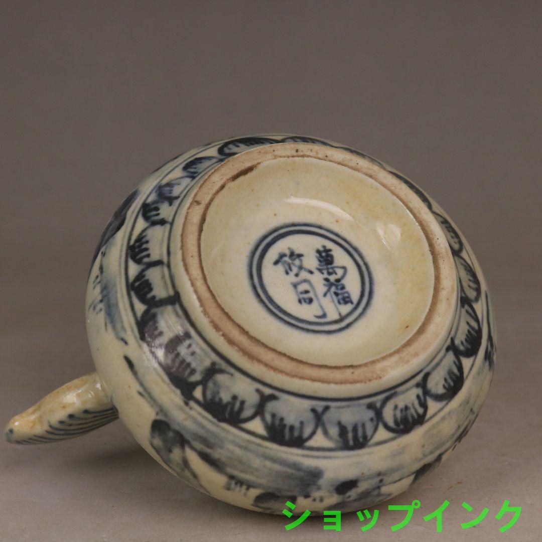 青花手描 き担水 案内路 図鶏頭壺 急須 陶磁器 装飾品 現代工芸