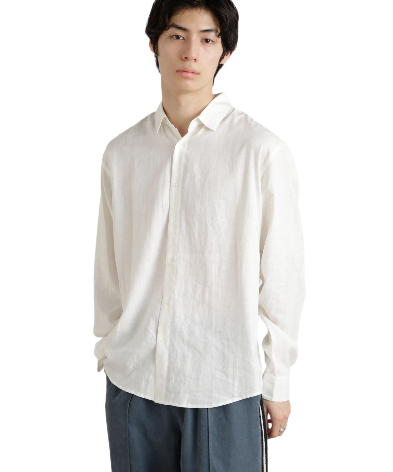 Size S_Color 030 ホワイト ナノ ユニバース アンチスメル リネン レギュラー シャツ 長袖 メンズ S 030 ホワイト 672-5120207