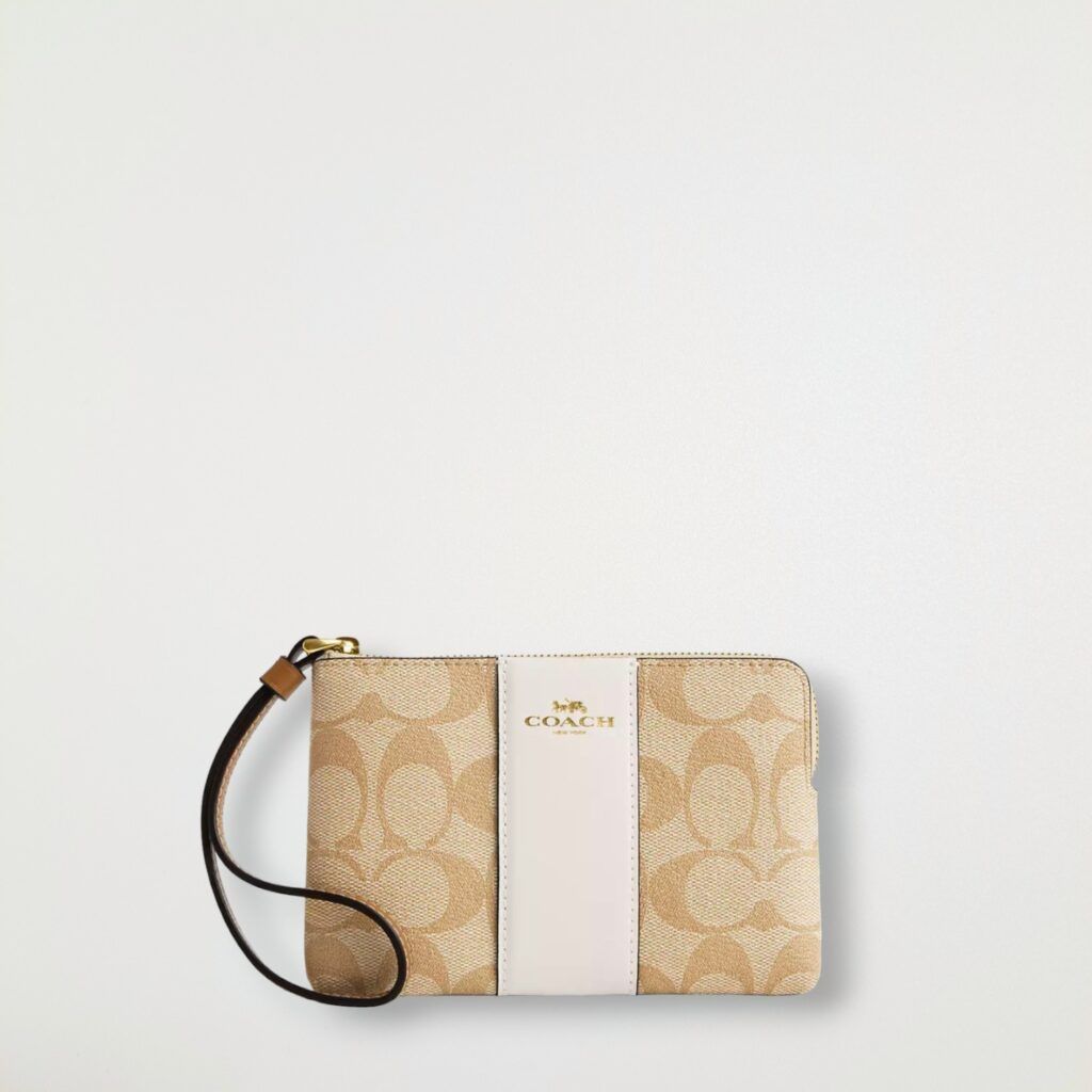 CO-209 コーチ COACH コーナー ジップ リストレット シグネチャー キャンバス ストライプ