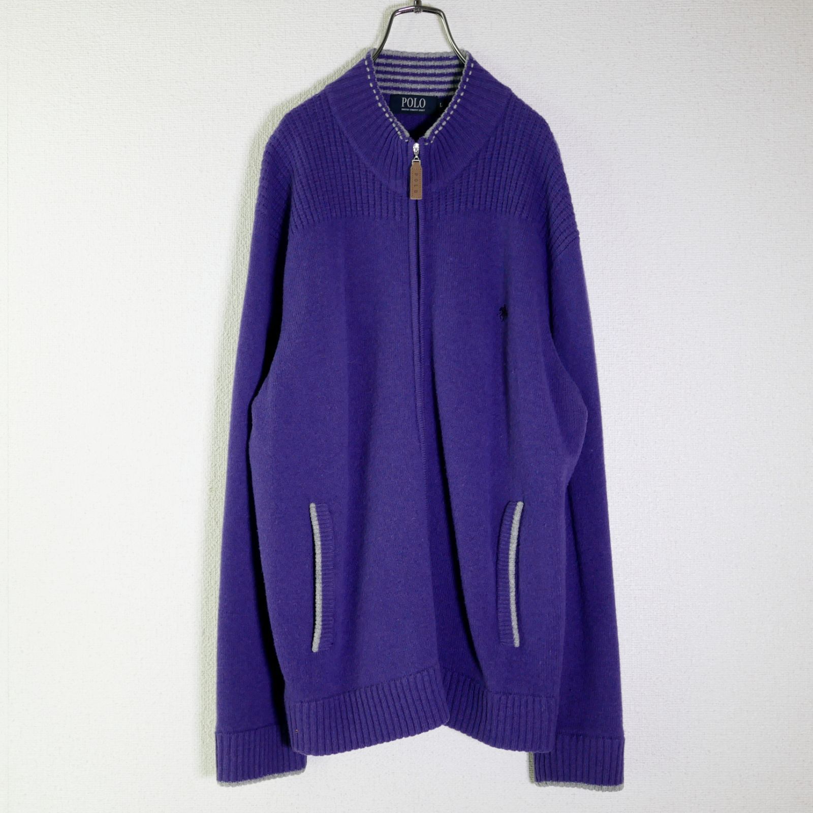 POLO British Country Spirit purpleカラー Wool Full Zip KNIT