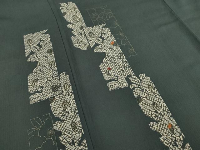 平和屋着物○訪問着 刺繍 短冊花文 椿 金彩 東武百貨店扱い 正絹