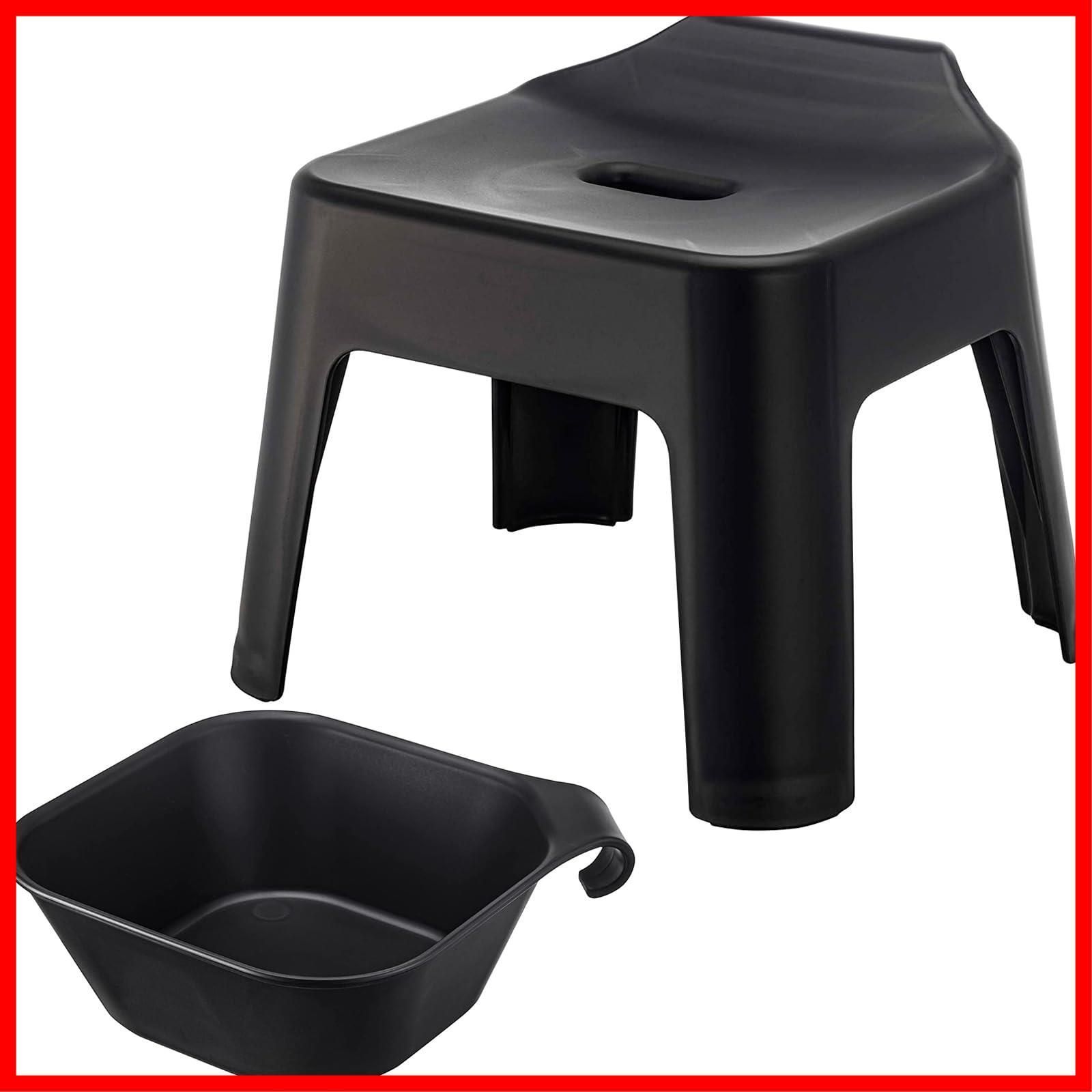 数量 5379 5384 ブラック 浮かせる収納 バスルーム お風呂 tower 2点セット マグネット-引っ掛け湯おけ 座面高25cm 引っ掛け風呂イス 山崎実業 Yamazaki
