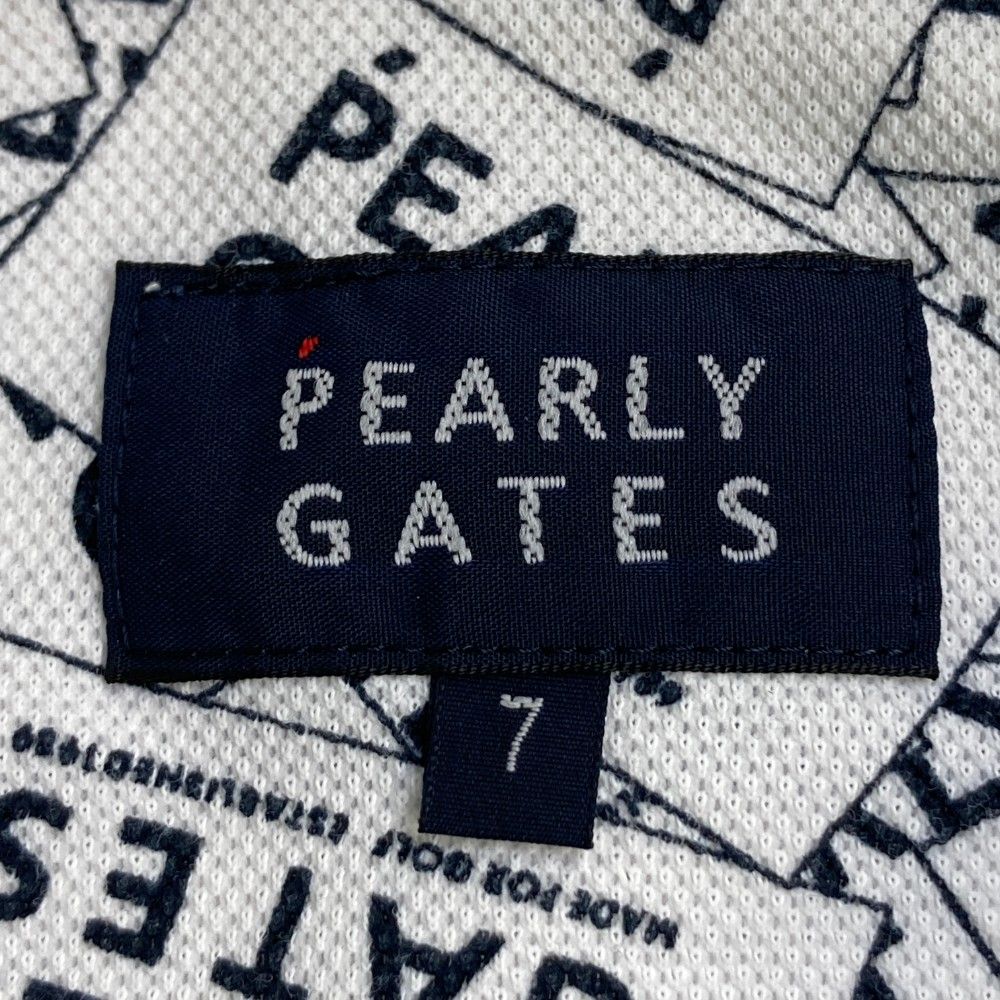 サイズ：7 PEARLY GATES パーリーゲイツ  半袖ポロシャツ ロゴ総柄 ホワイト系 [240101442787] ゴルフウェア メンズ ストスト PEARLY GATES (パーリーゲイツ) ゴルフポロシャツ メンズ SIZE 7