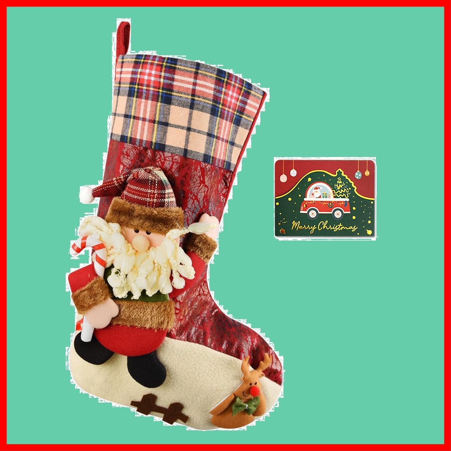 ギフトバッグ ソックス 袋 クリスマス クリスマス くつ下 靴下 壁掛け/玄関/暖炉/クリスマスツリー飾り 可愛い3D 特大 立体 オーナメント クリスマス飾り (サンタクロース)