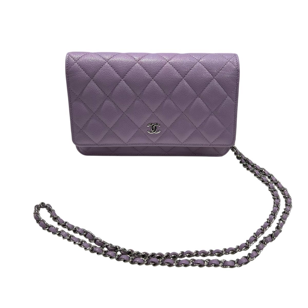 CHANEL シャネル AP0250 ココマーククラシック マトラッセ チェーンウォレット ショルダーバッグ キャビアスキン パープル レディース 25006858 SA