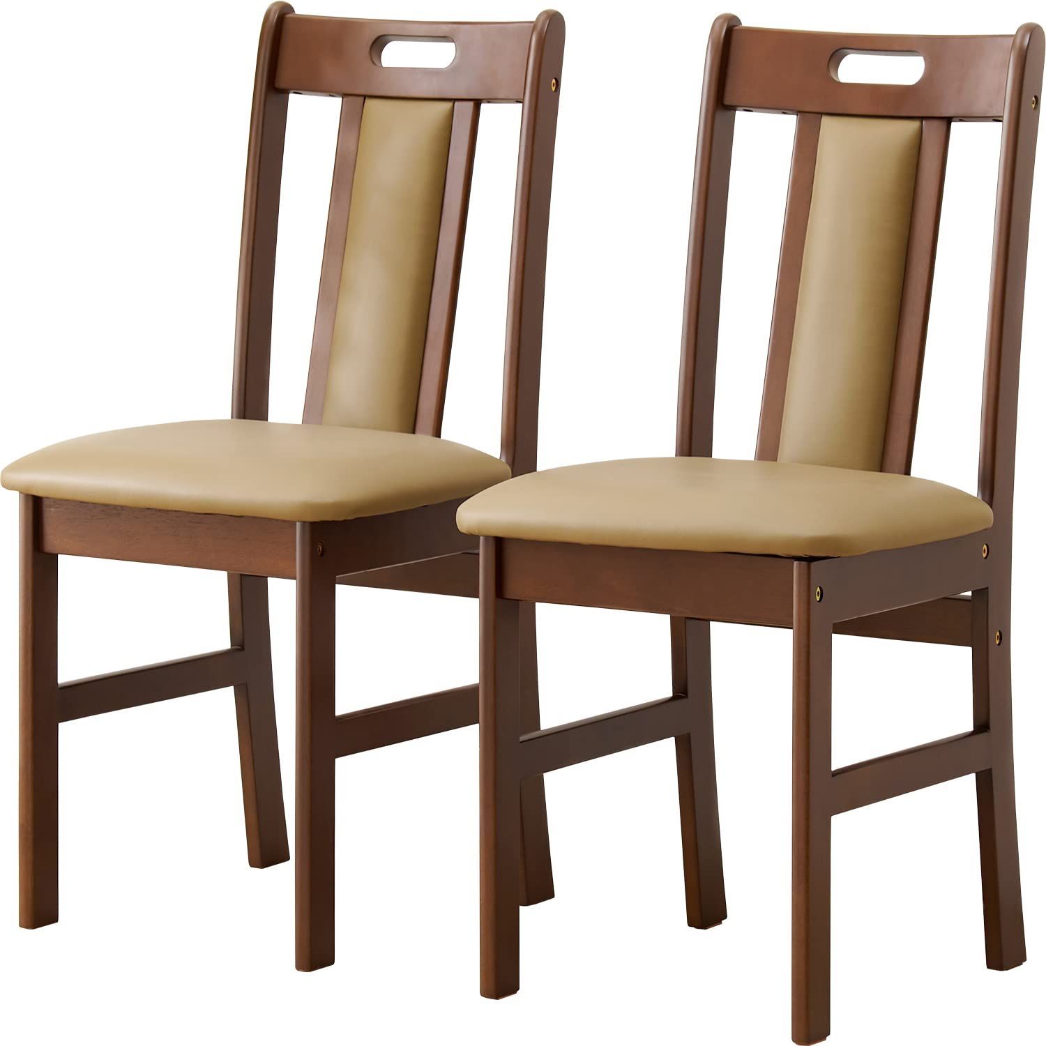 萩原(Hagihara) ダイニングチェア 2脚セット 木製 クッション付き