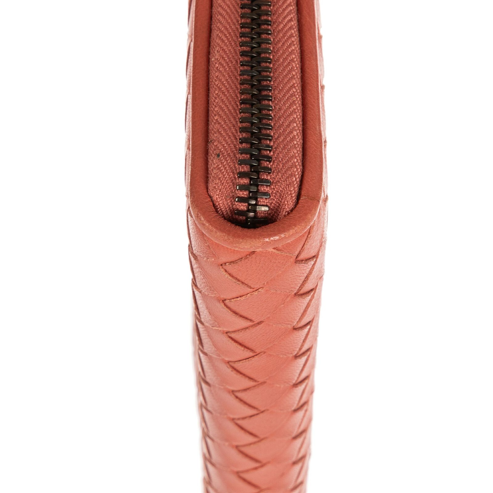 BOTTEGA VENETA ボッテガヴェネタイントレチャート ジップアラウンド ウォレットオレンジイントレチャートレザーA