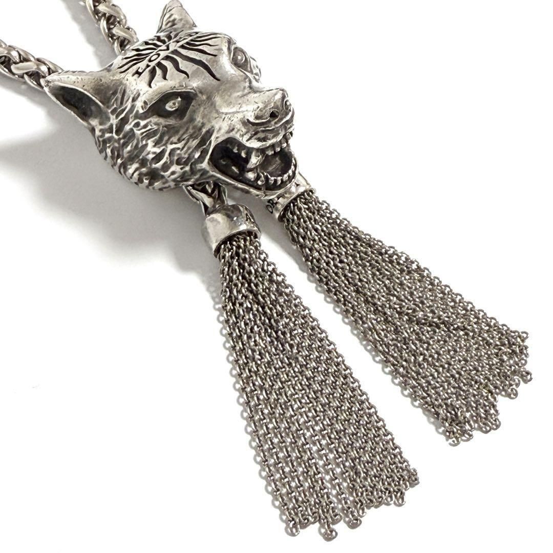 【希少】グッチ ウルフ　アンガーフォレスト　ペンダント　ネックレス　ポロタイ 希少】グッチ ウルフ アンガーフォレスト ペンダント ネックレス