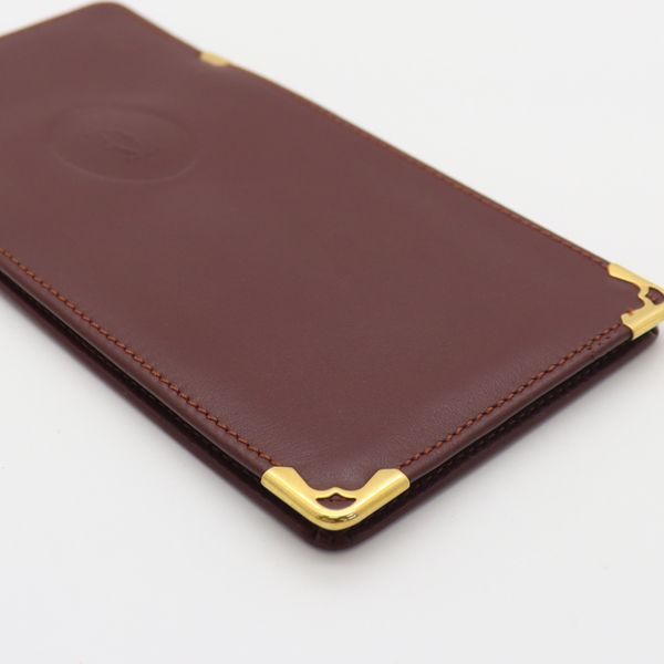 良品 カルティエ メガネケース ゴールド金具 ボルドー 2000000 NSK MTM