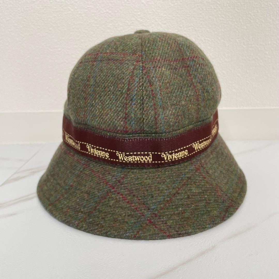 Vivienne Westwood ウール バケットハット チェック カーキ系 ヴィヴィアンウエストウッド