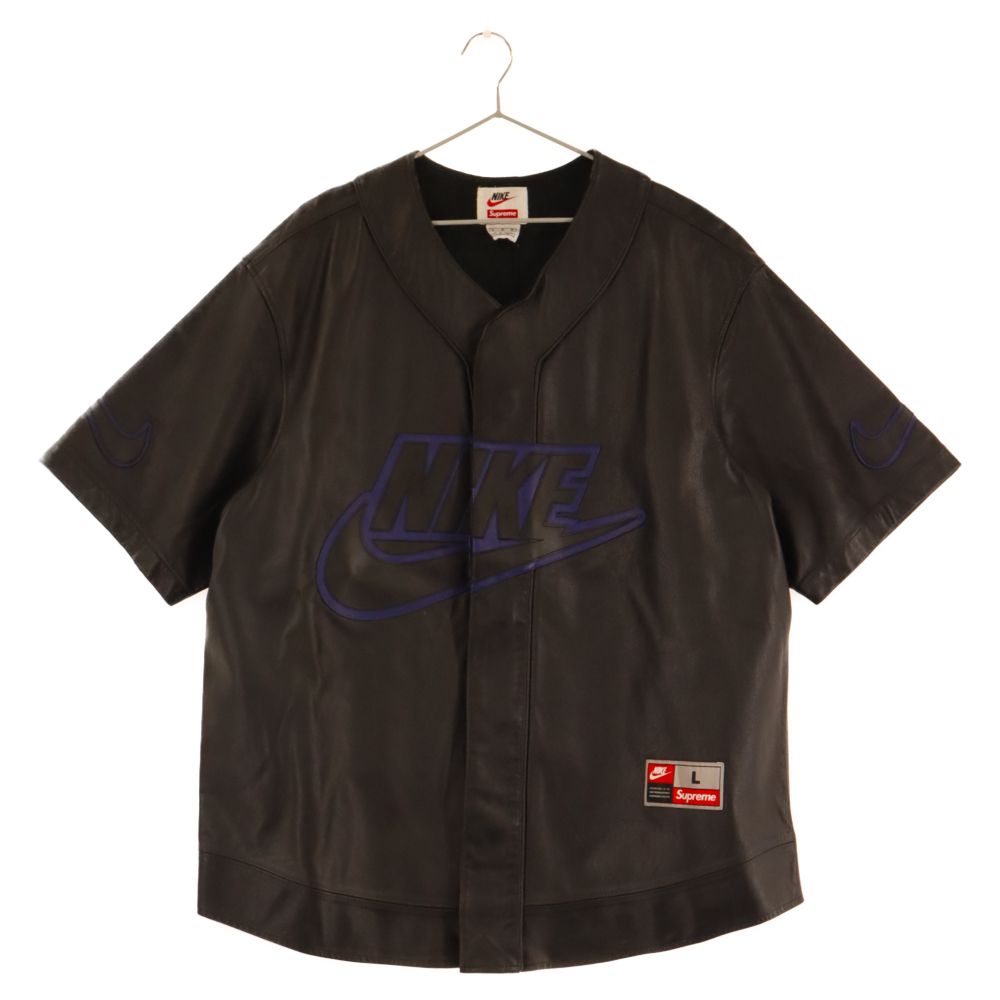 SUPREME (シュプリーム) 19AW ×NIKE Leather Baseball Jersey CK6221-010 ナイキ レザーベースボールジャージー  半袖シャツ ブラック - メルカリ