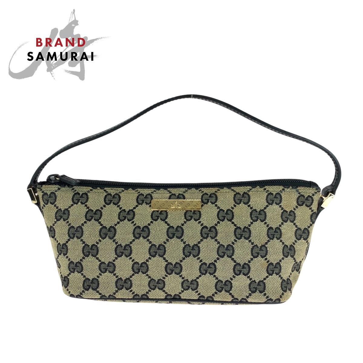 美品 GUCCI グッチ ベージュ ブラック ゴールド金具 GGキャンバス 039 