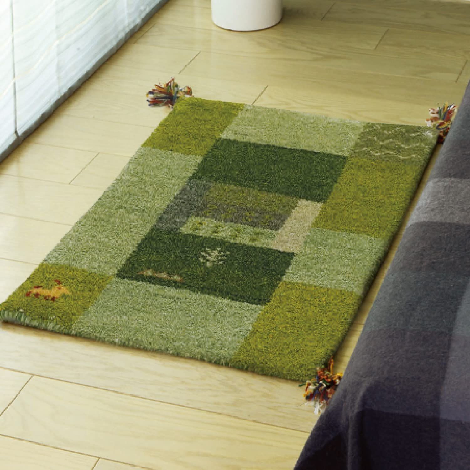 D11 羊毛 GABBEH 手織り 約70X120cm マット 厚手 ラグ ギャッベ 270015936 萩原