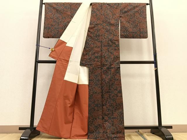 ゆ出品❁ 平和屋着物□本場大島紬 7マルキ 草花尽くし 正絹 逸品