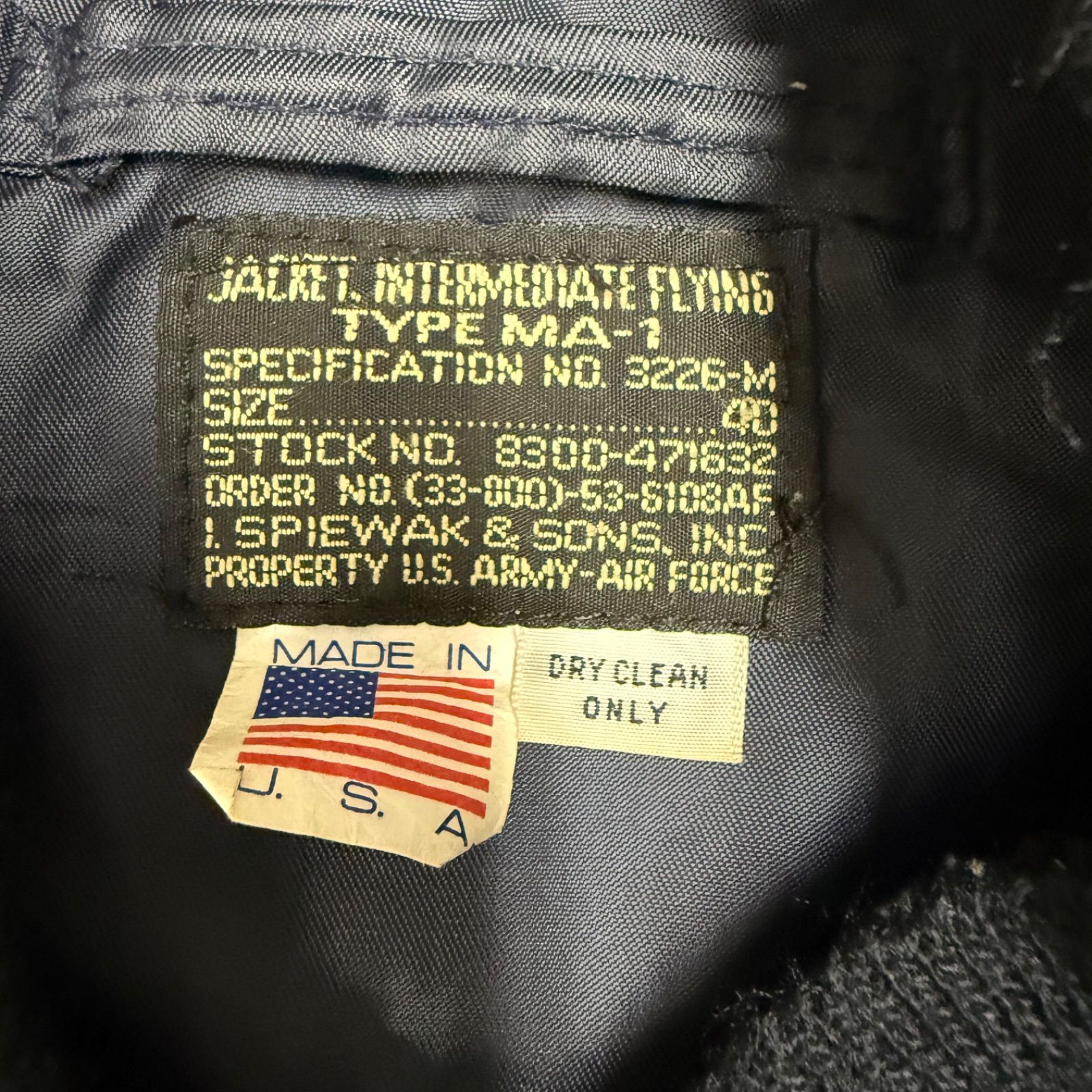 used] 90s I SPIEWAK MA-1 フライトジャケット USA製 ネイビー