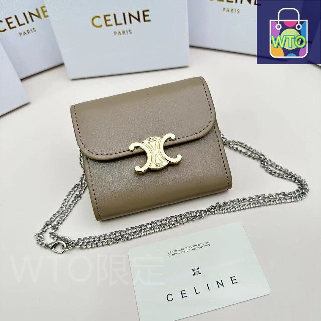 2023新色追加】CELINE チェーンウォレット トリオンフ