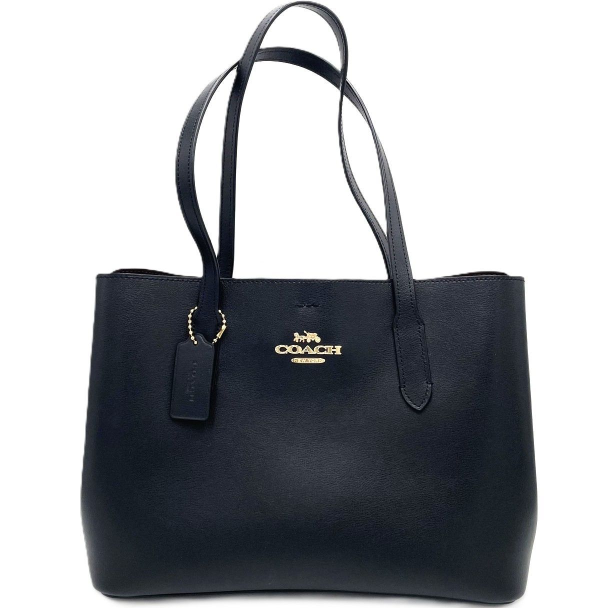 美品✨コーチ　トートバッグ　ビジネスバッグ　ブラック　レザー　A4 48733 COACH コーチ トートバッグ ビジネスバッグ オールレザー 紺色
