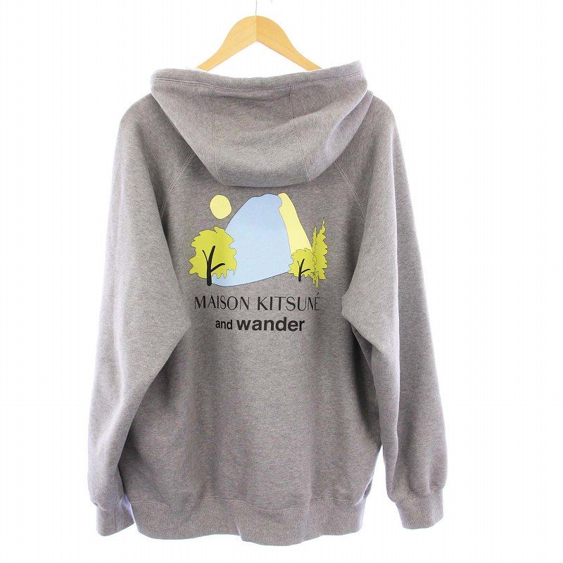 アンドワンダー and wander メゾンキツネ maison kitsune DRY COTTON HOODIE ドライコットンフーディ プルオーバーパーカー スウェット 長袖 4 グレー 574-3184905 /KH