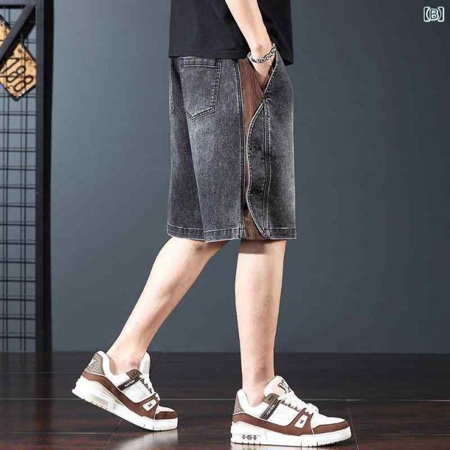 L メンズ ファッション 服 男性用 オシャレ シンプル 大人 かっこいい ストリート アメリカン レトロ デニム パンツ 夏 ボタン