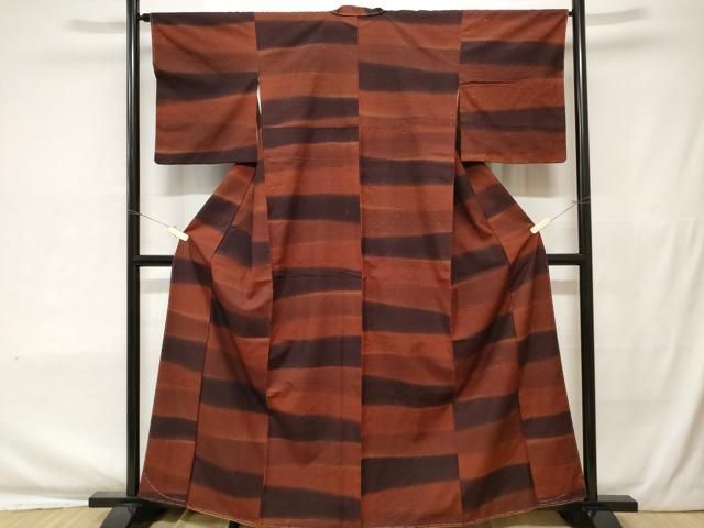 平和屋着物▽上質な紬 単衣 霞文 正絹 逸品 CAAU3853xi