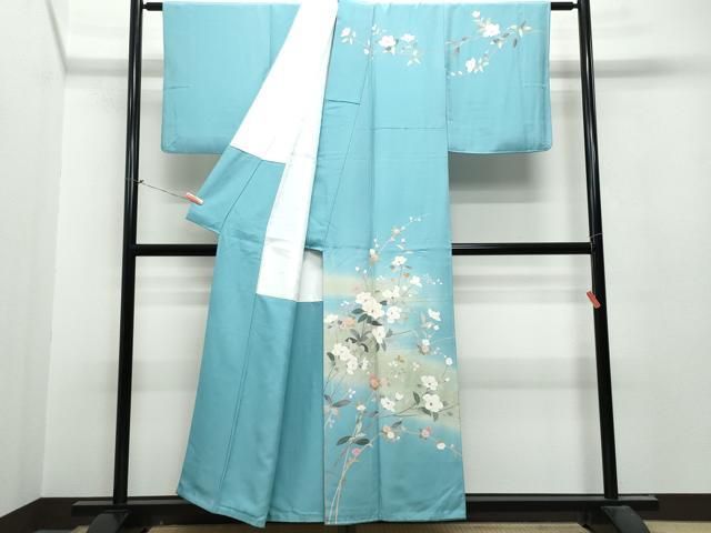 平和屋着物●訪問着　友禅　作家物　枝花文　暈し染め　正絹　逸品　CAAT7192vf 平和屋着物○訪問着 友禅 作家物 枝花文 暈し染め 正絹 逸品